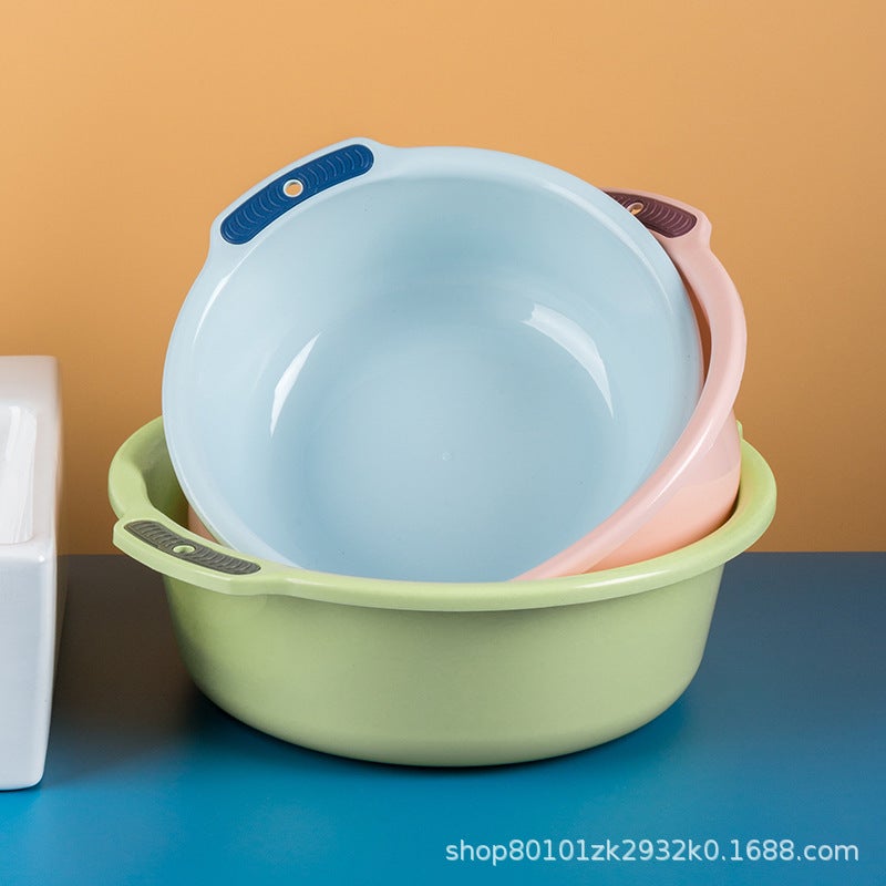 Basin For Home Use, Vegetable Washing Basin, Double-Handle Plastic Basin, Foot Washing Basin For Student Dormitory, Storage Basin, Large Capacity Household Basin - Image 2